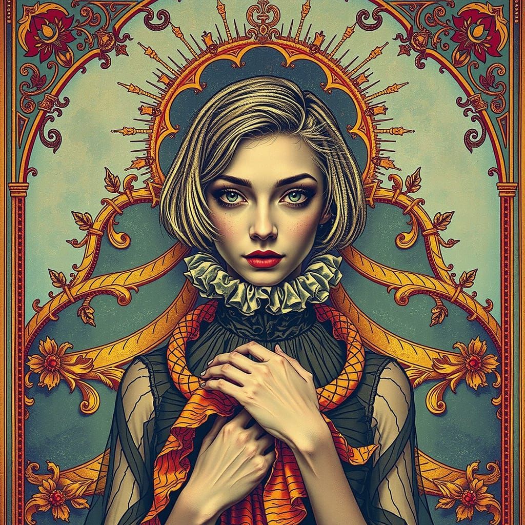 Serene Woman in Contemplation, Dark Romantic Style