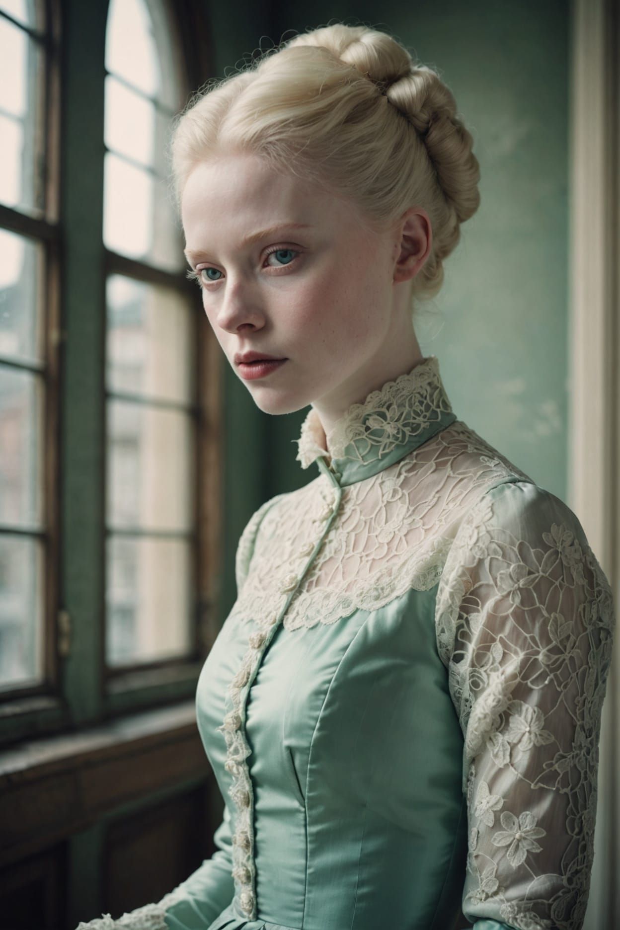 Albino Woman in Victorian Dress: Fine Art Portrait