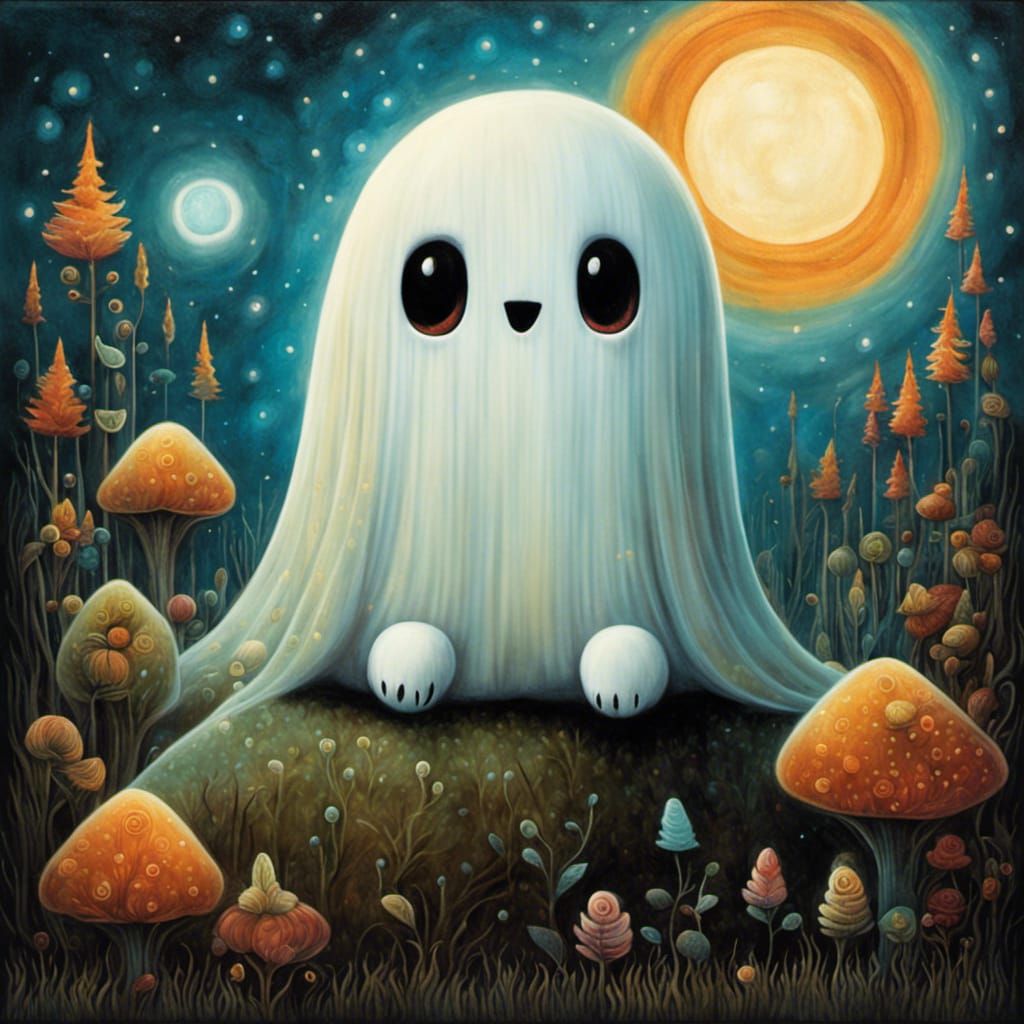 Happy Little Ghost Art Illustration