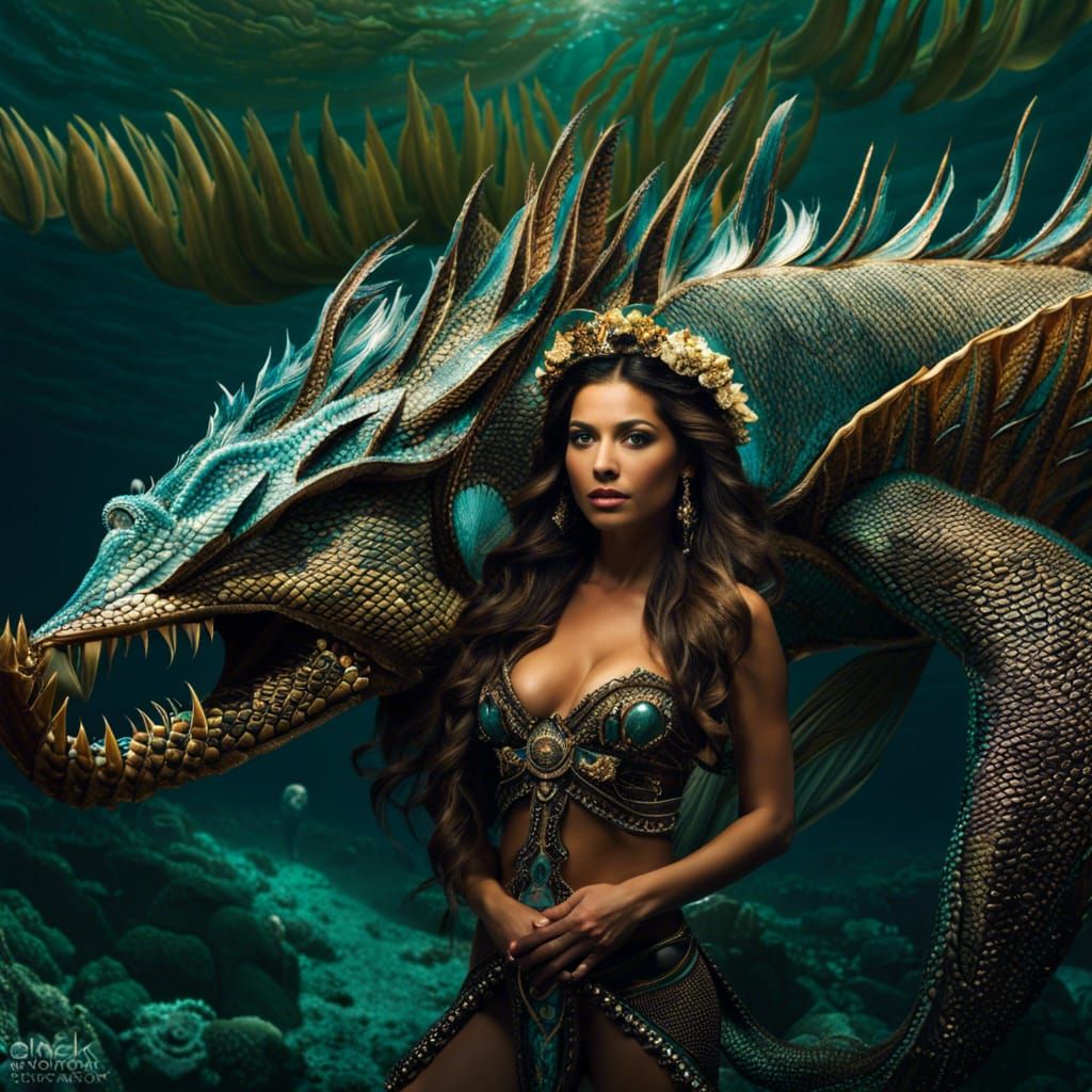 Aztec Mermaid Warrior Hologram by Karol Bak