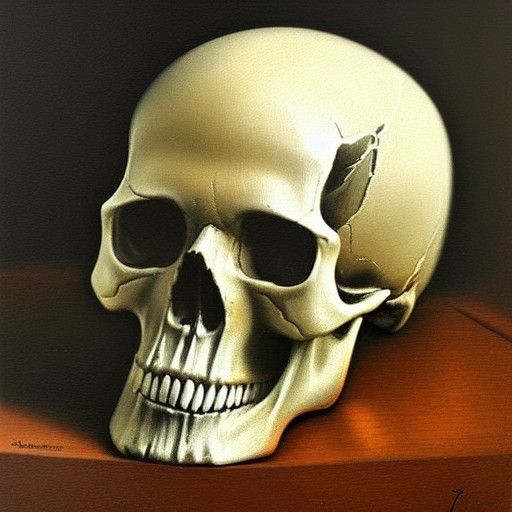 Skull in Oil Painting Style