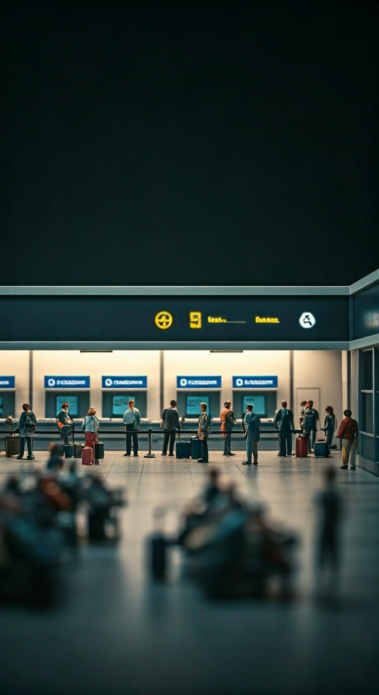 Detailed Miniature Airport Departure Scene in ABS Plastic