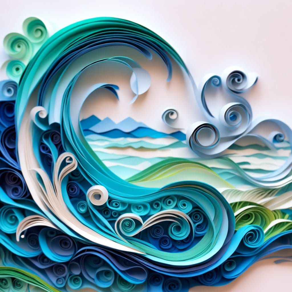 Vibrant Paper Quill Landscape in 8k