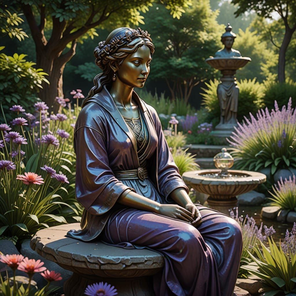 Whimsical Garden Sanctuary in Vibrant Colors