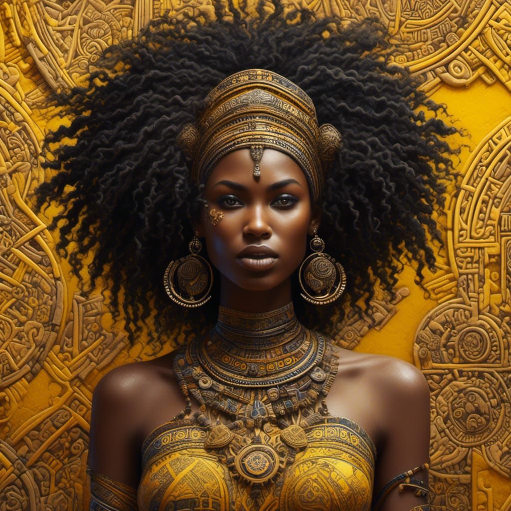 Gorgeous African Lady in Traditional Dress Portrait