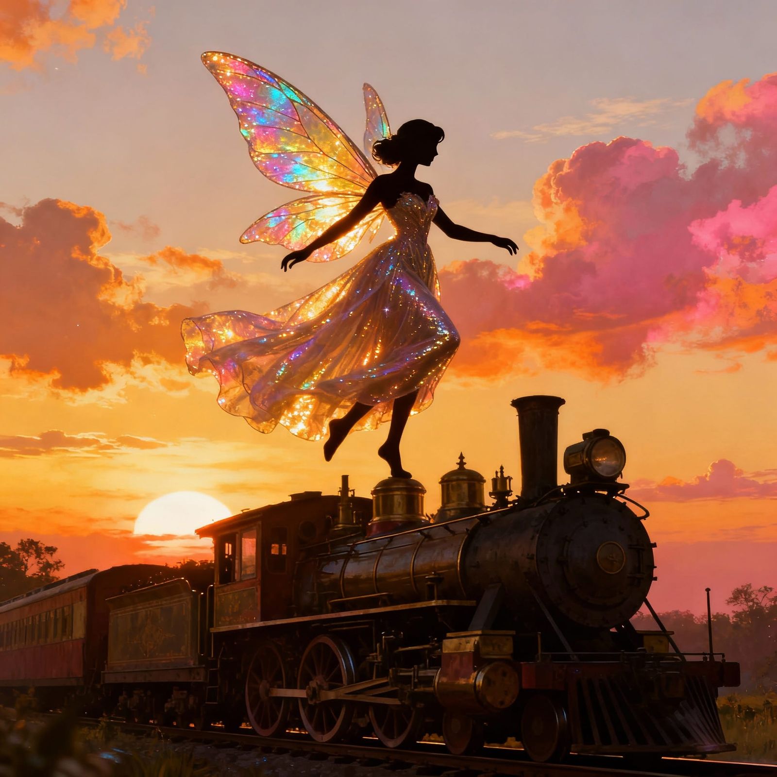 Fairy Dancing on Sunset Train