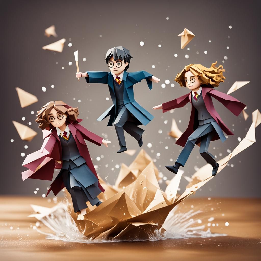 Harry Potter and Friends in Origami Style