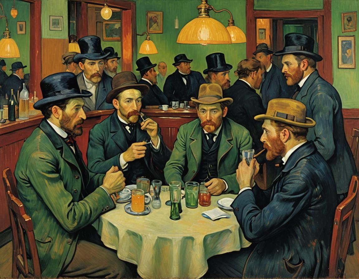 Artists Discuss Art in Impressionistic Oil Painting