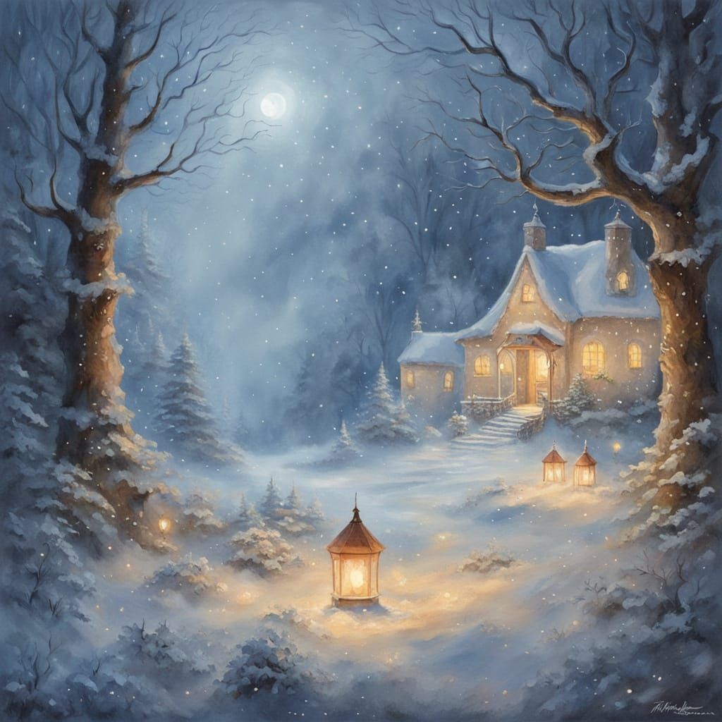 Mysterious Script on Canvas in Blue and Orange