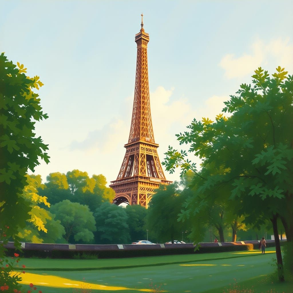 Eiffel Tower in Impressionist Style