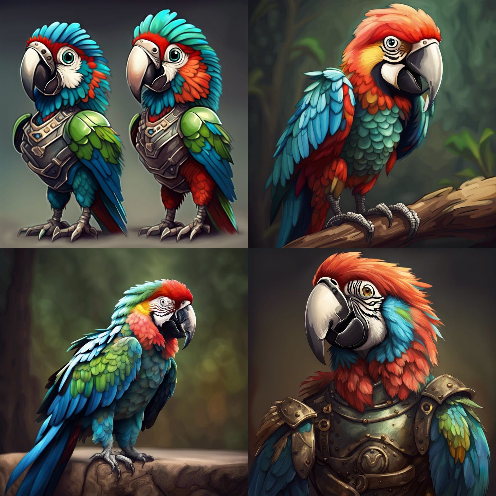 Armored Macaw in Artistic Style
