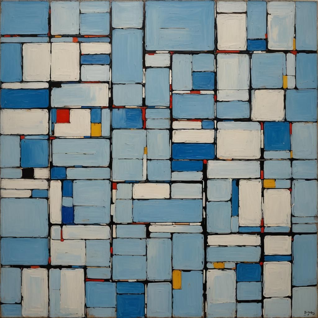 Abstract Blue Sea in Mondrian Style