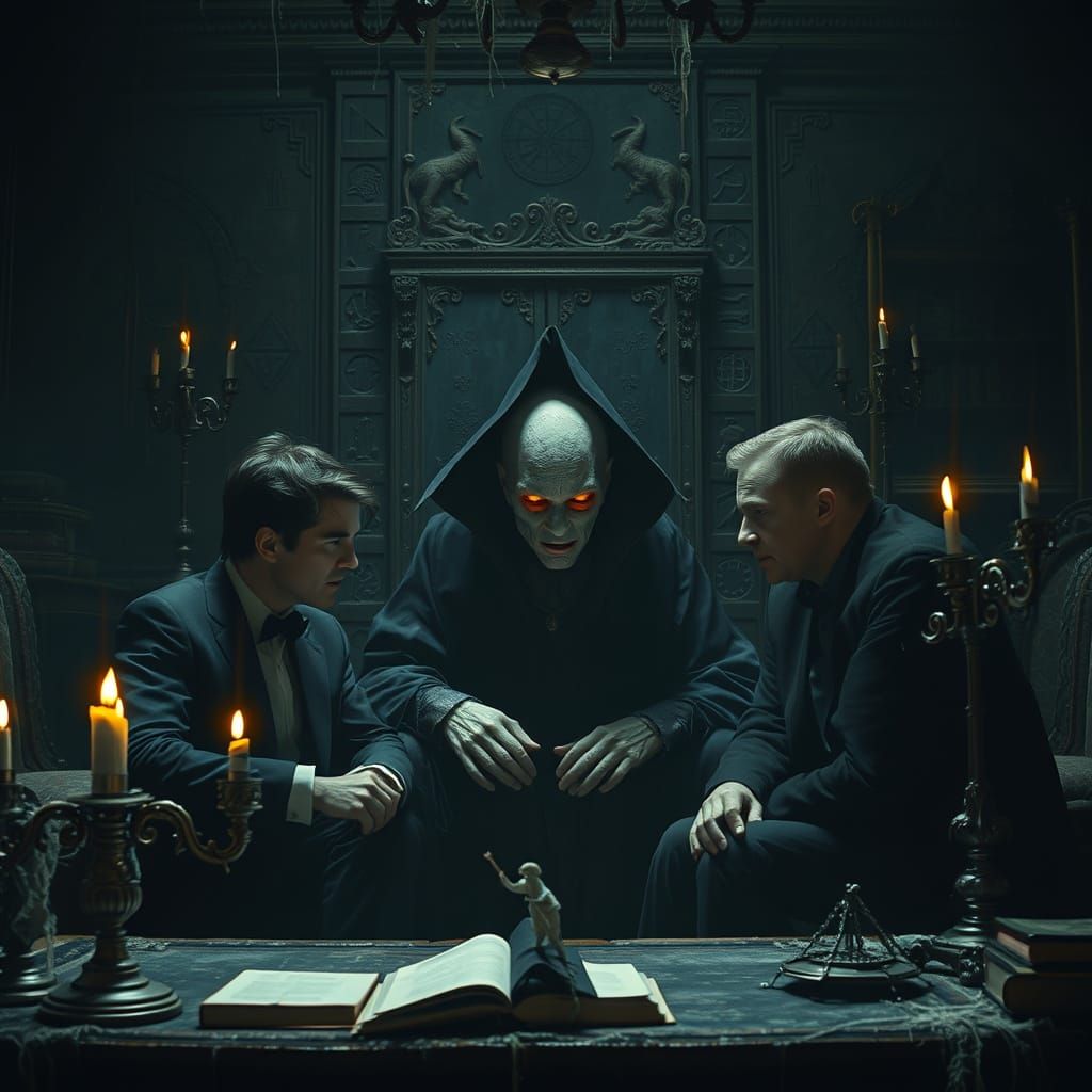 Vampire Encounter in a Haunting Gothic Study