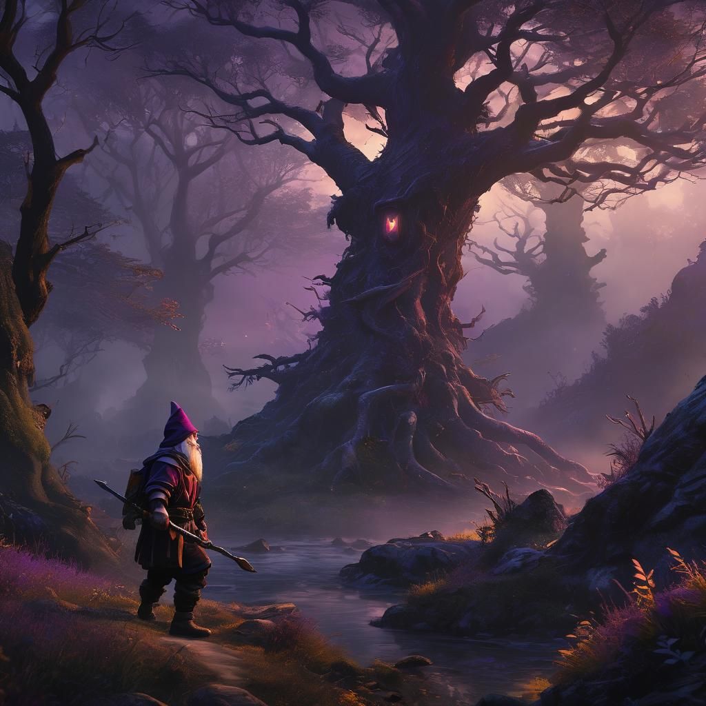 Gnome Ranger Attacks Mage: Dark Fantasy Art