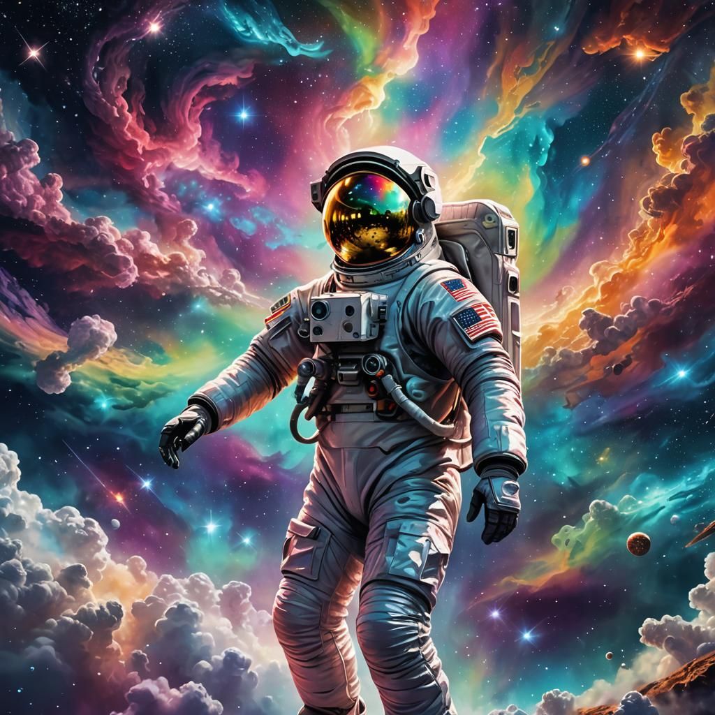 Astronaut in Space: Holographic Surrealism