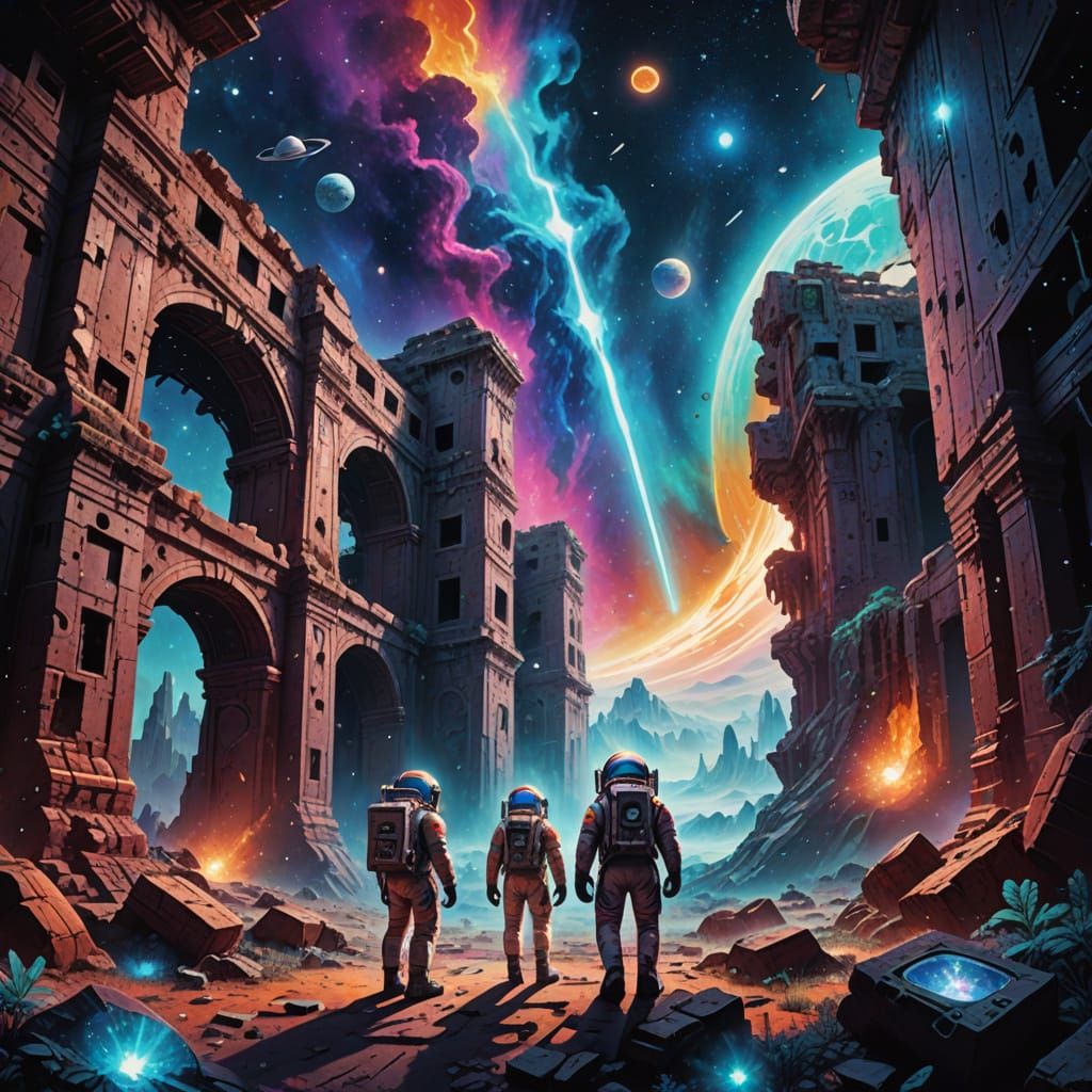 Cosmic Explorers Unveil Ancient Alien Wonders in Vibrant Hol...