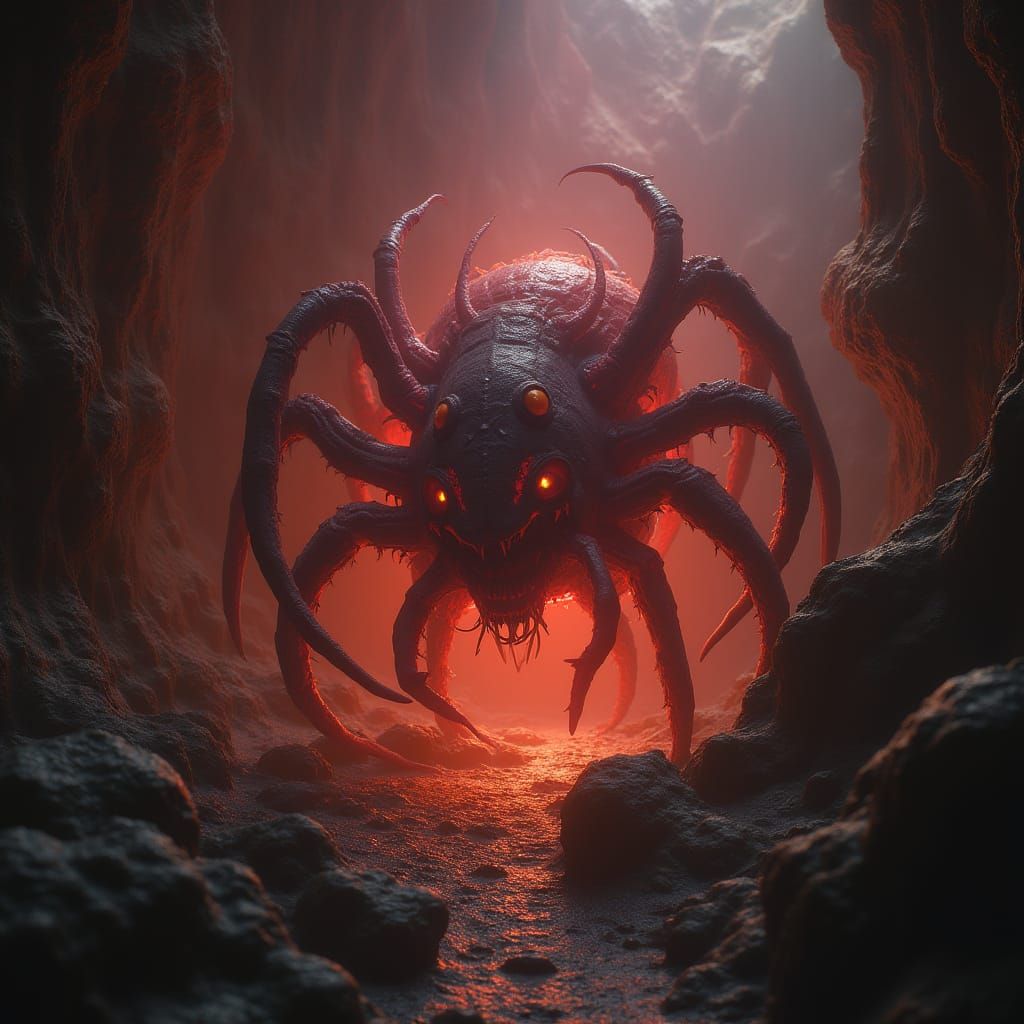 Bioluminescent Zerg Hydralisk in Biomechanical Style