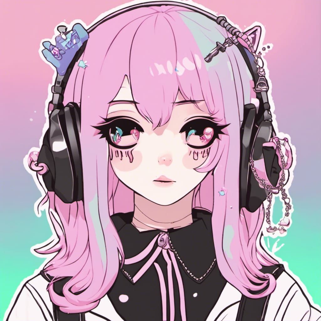 Kawaii Pastel Goth Male in Plush Accessories