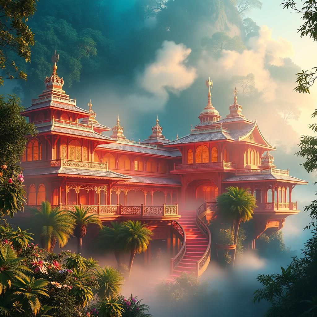 Iridescent Karma Yoga Society Architecture in 8K