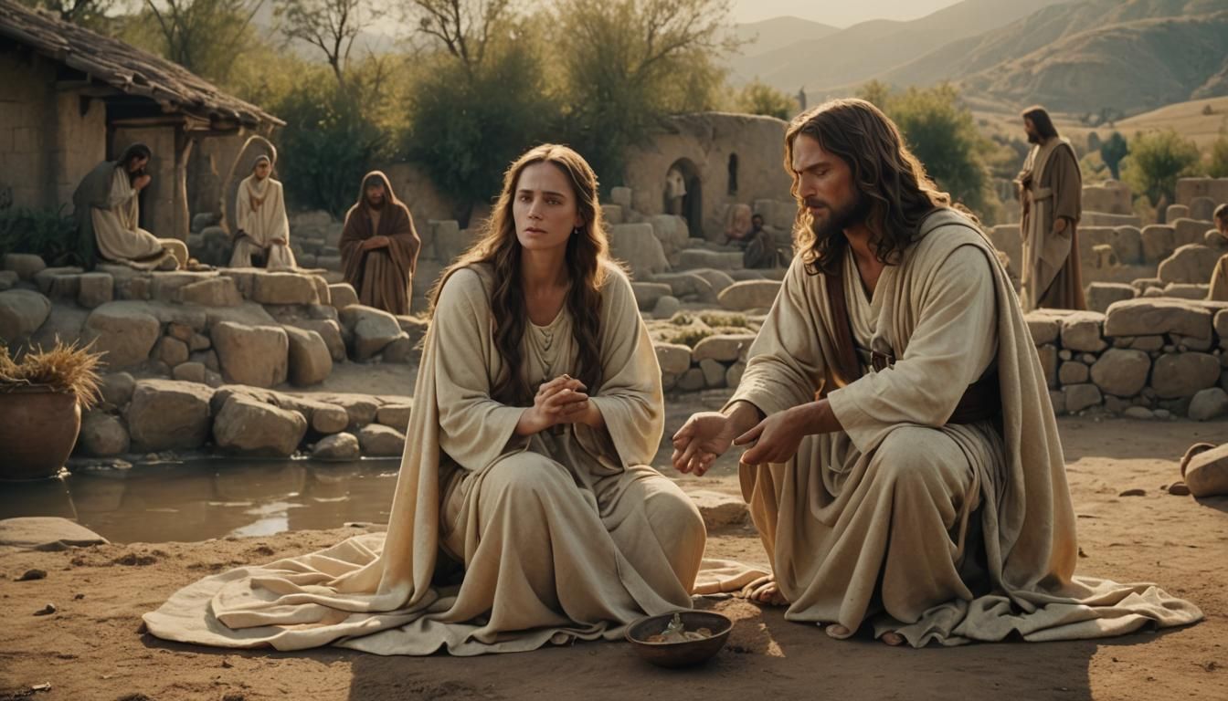 Mary Magdalene Washes Jesus' Feet: Historical Film Still