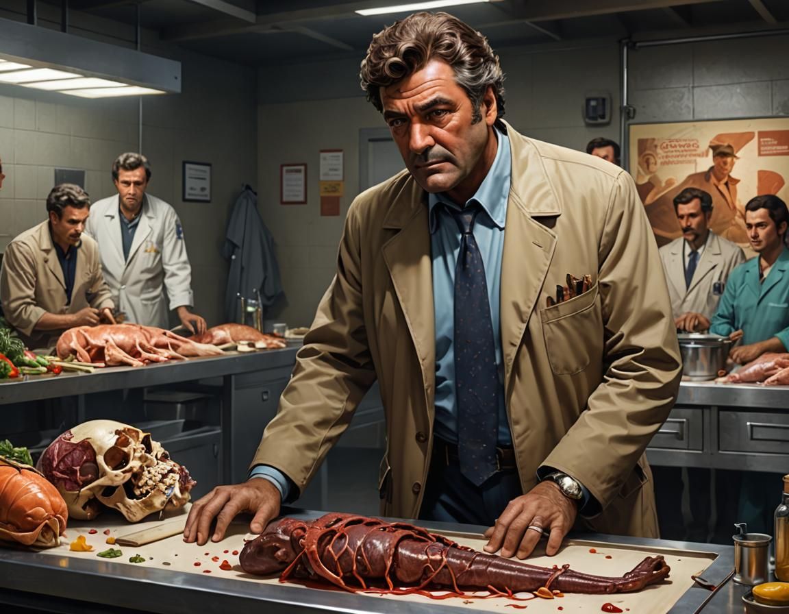 Columbo's Last Question: Morgue Scene in Artstation Style