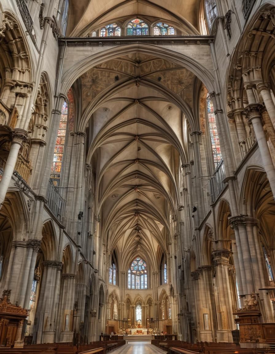 Gothic Cathedral Illustration from Ground Perspective