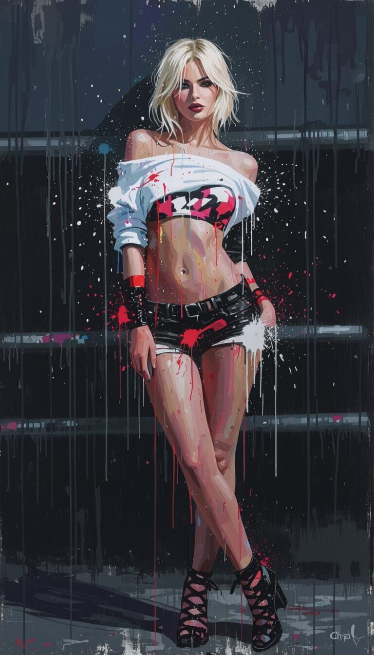 Woman Portrait in Graffiti and Splash Art Style