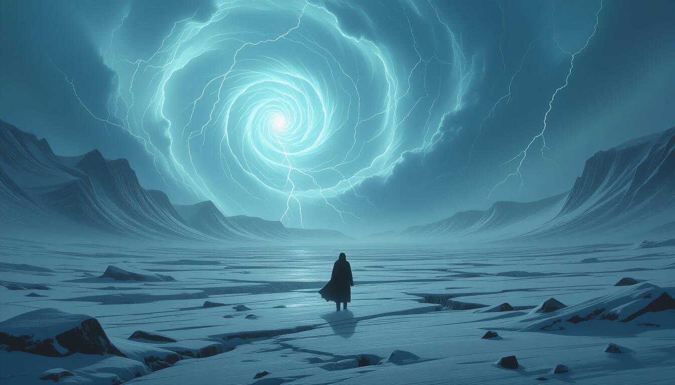 Frozen Wasteland with Magic Lightning