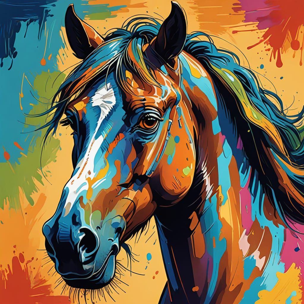 Cartoon Horse Painting a Picture