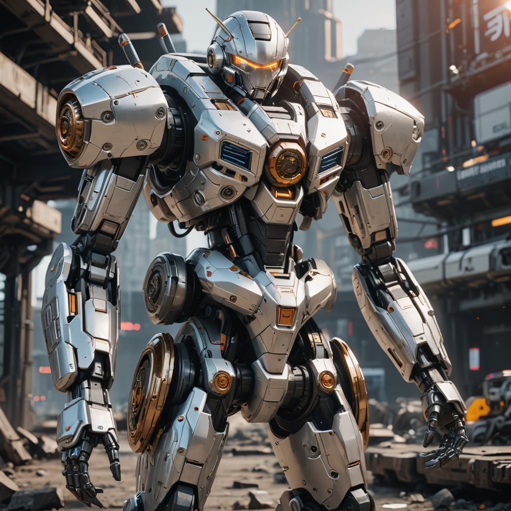 Futuristic Android 18 with Intricate Mech Details