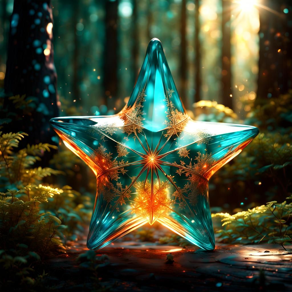 Golden Turquoise Star in Enchanted Forest