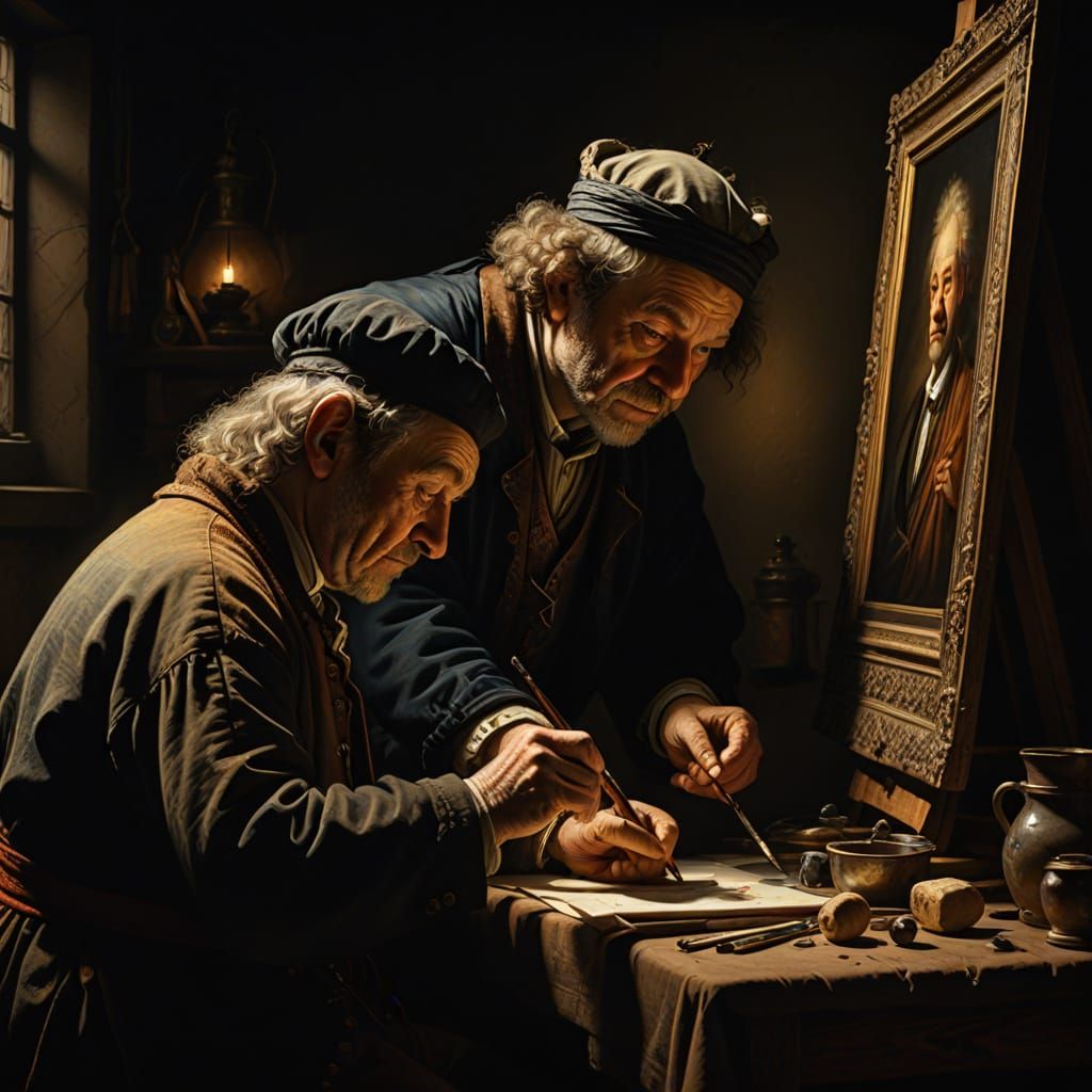 Vibrant Oil Painter Captured in Hyper-Realistic Masterpiece