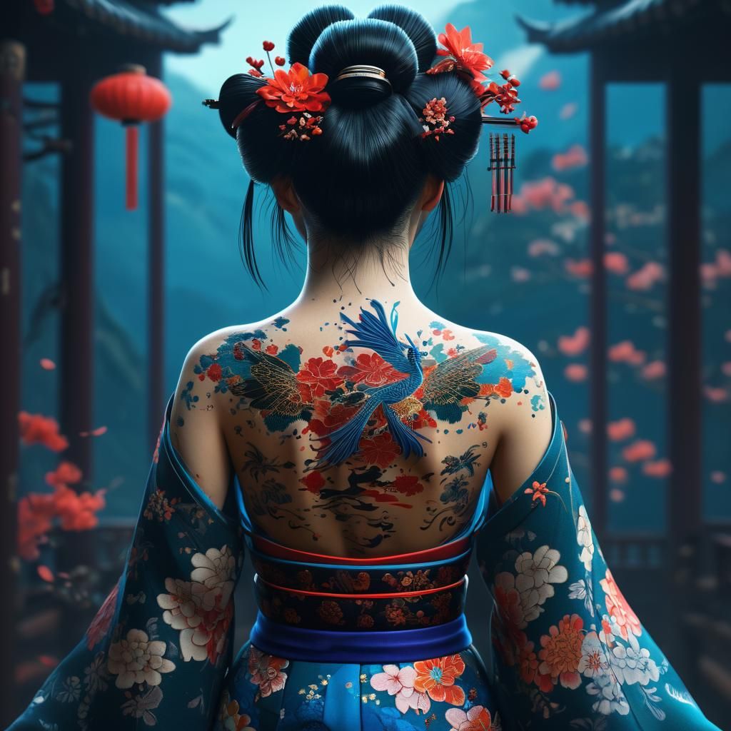 Geisha's Back Tattoo: Ornate Fairy, Fantasy Art