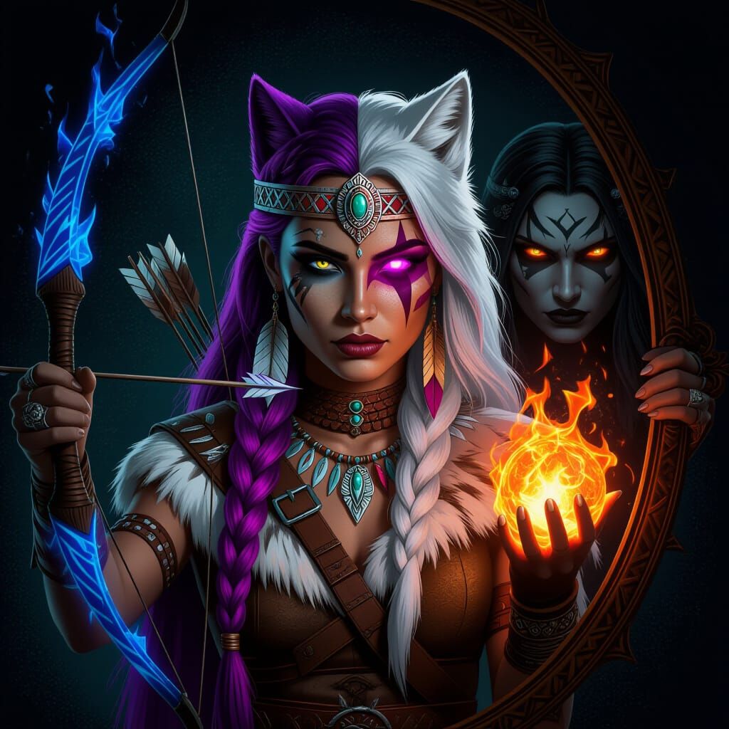 Warrior Princess-Assassin with Wolf Half and Fiery Eye