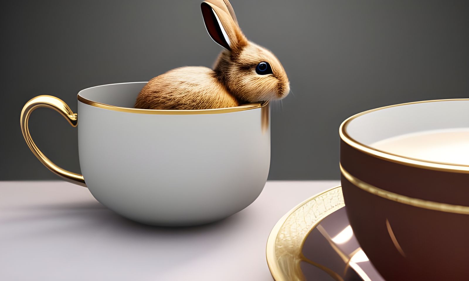 Cute Bunny in Coffee Cup: Digital Art
