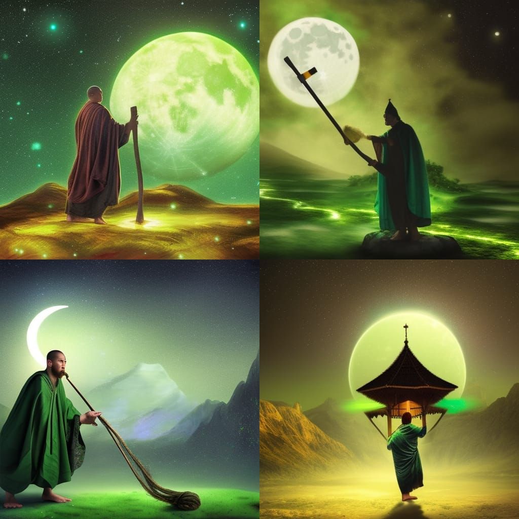 Mystical Monk Hut in Impressionist Style