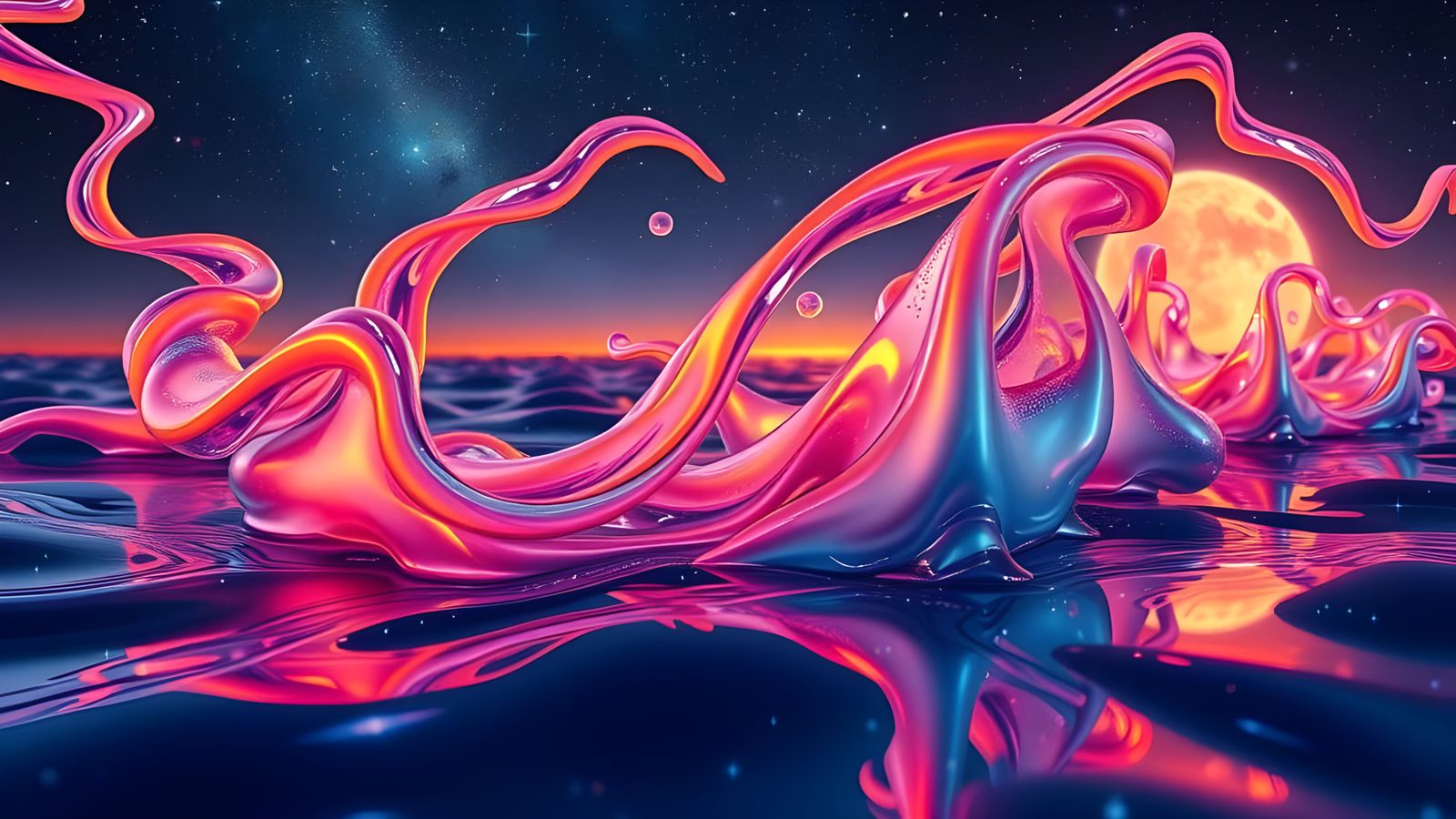 Molten Glass Cosmic Universe: Abstract Surrealism