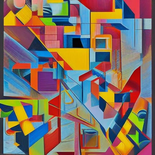 Abstract Vector Fractal in Cubist Art Deco Style