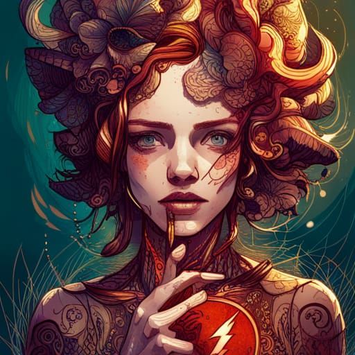 Luminous Figure with Golden Outlines