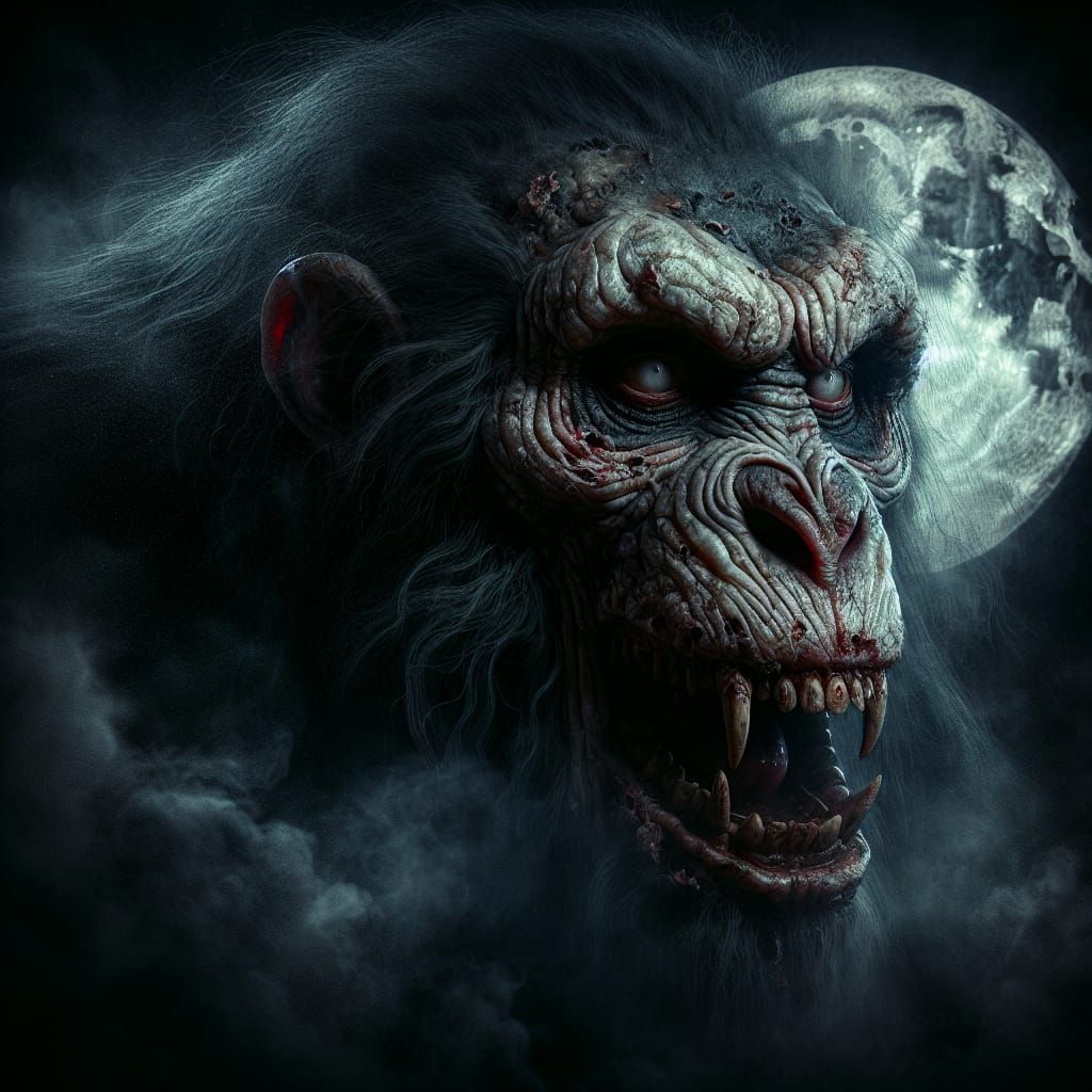 Mutated Mandrill Emerges on a Moonlit Night