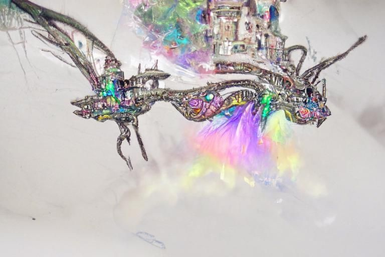 Dragon Flight in Futuristic Psychedelic Style