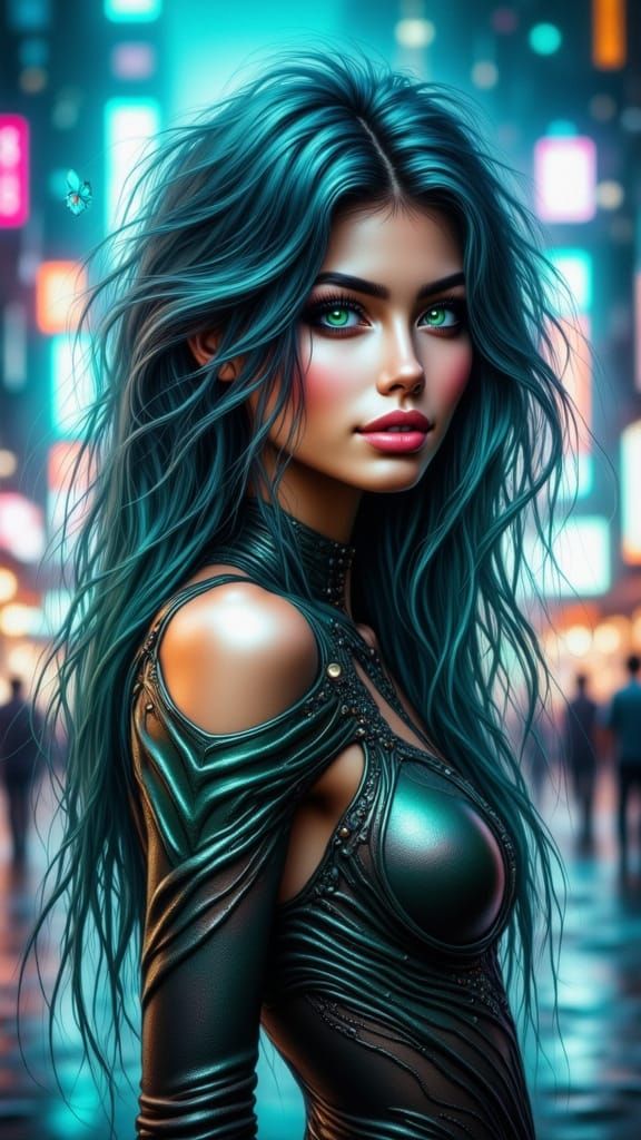 Futuristic Cybernetic Goddess Blends Human Beauty with Advan...