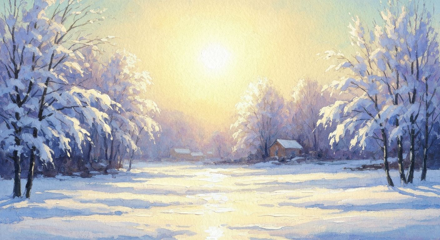Vivid Snowscape in Impressionist Gouache Style