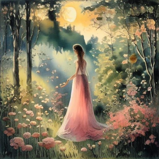 Fairy with Dandelion in Dadaism Pastel Airbrush Style