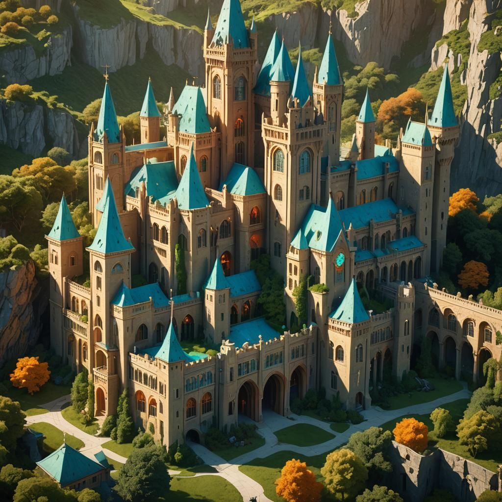 Superhero School in Meadow: Fantasy Architecture