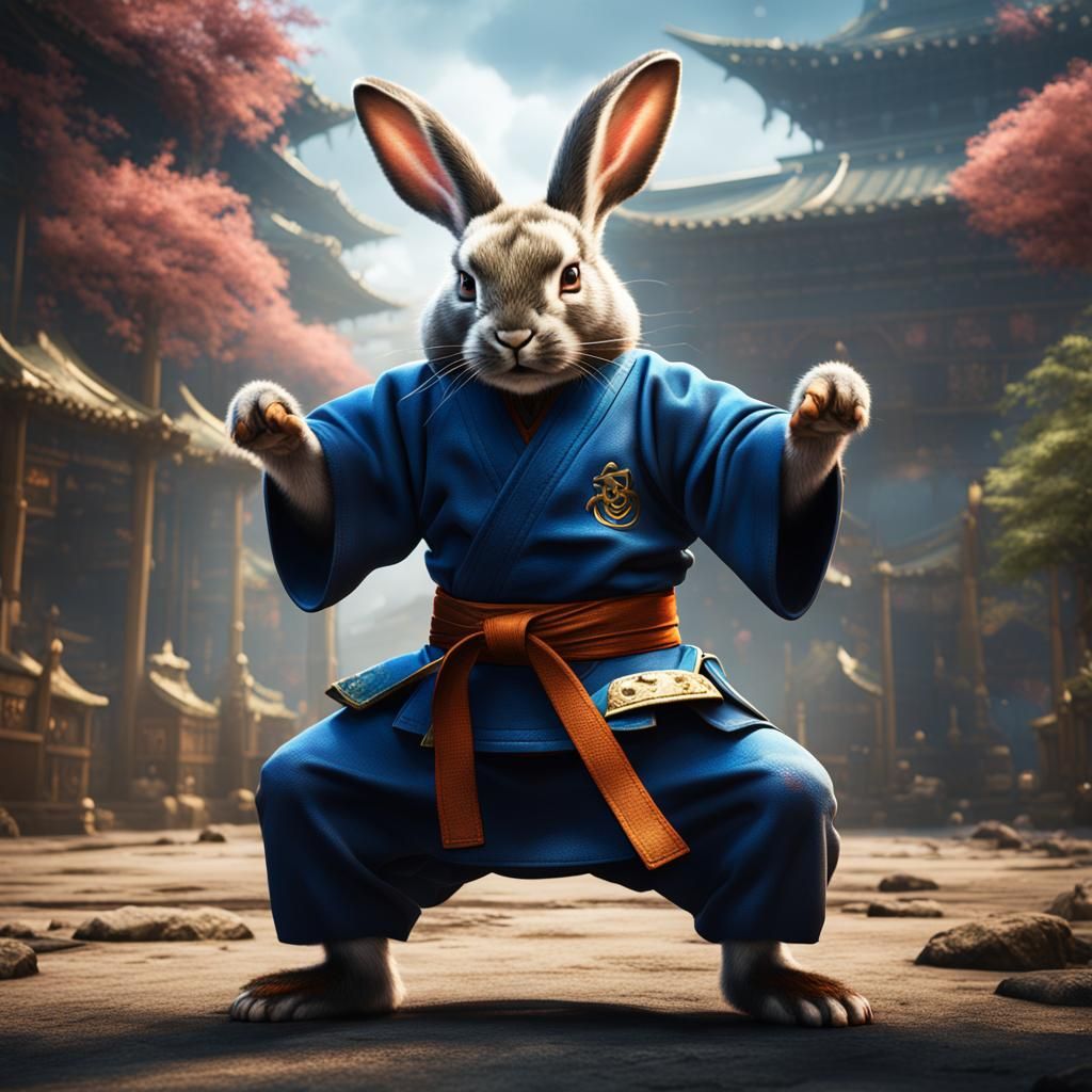 Rabbit Brazilian Jiu-Jitsu in Detailed Matte Painting