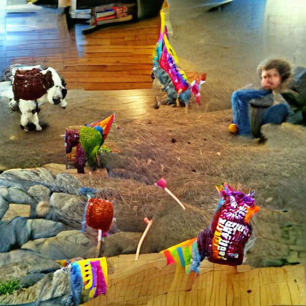 Pinatas Graze on Tootsie Rolls, Birthday Man Observes