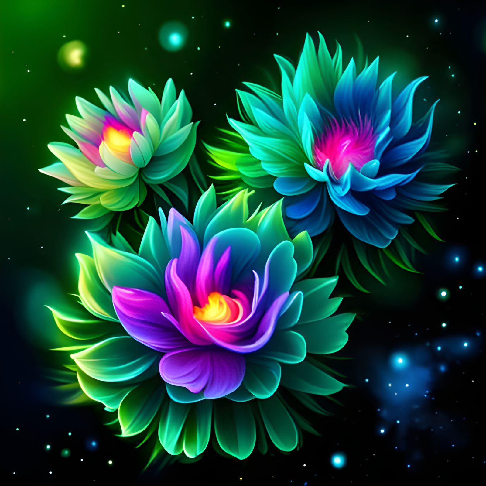 Neon Galaxy Nebula Flowers: A Vibrant Creation