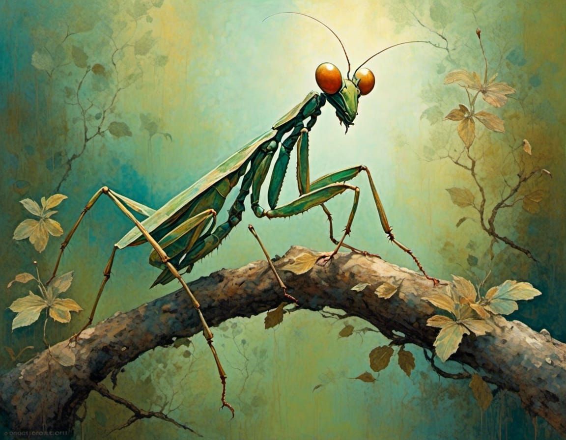 praying mantis on a tree