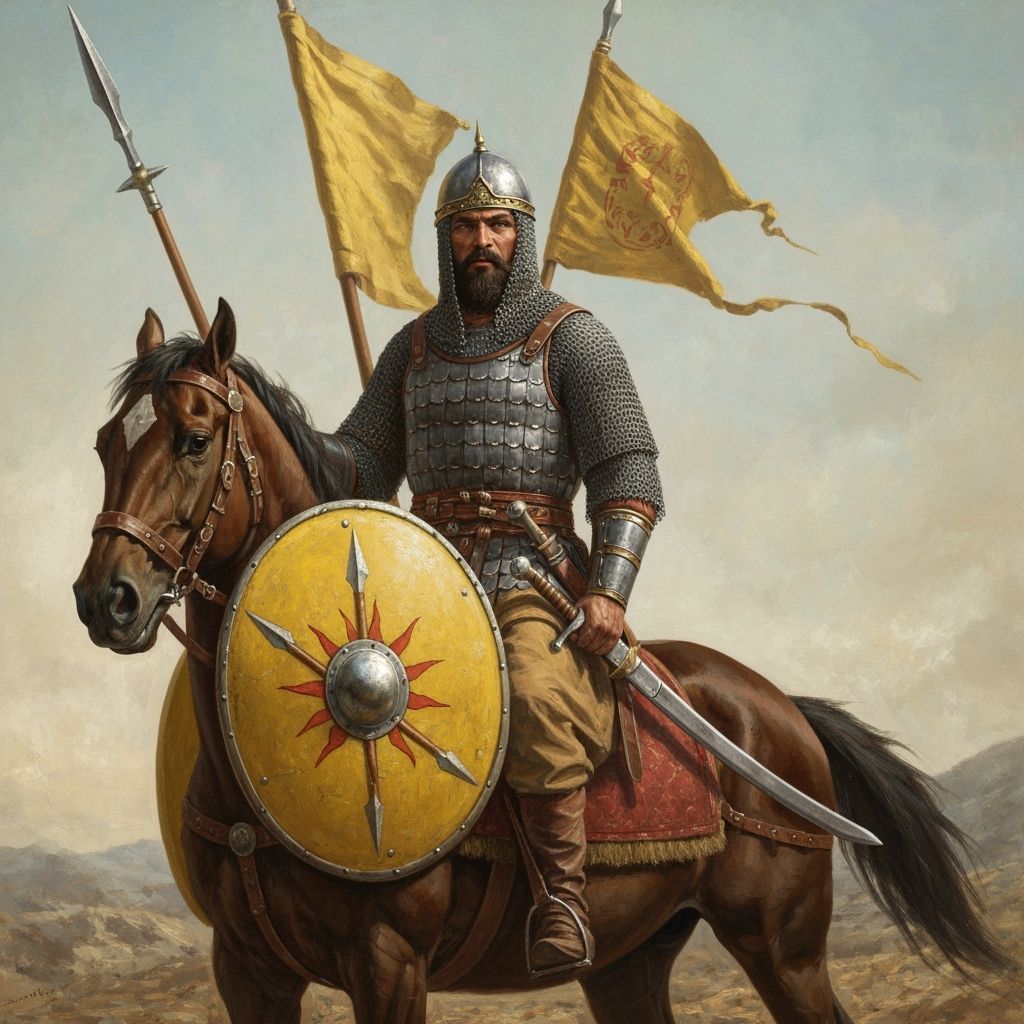 Arabic Warrior on Horseback with Spear and Banner